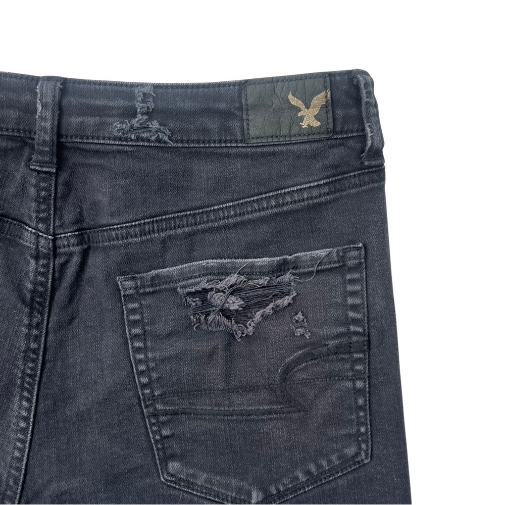 AEO Jean Shorts Distressed Vintage Hi Rise Festival Cut Off Black Denim 6 - Picture 6 of 12